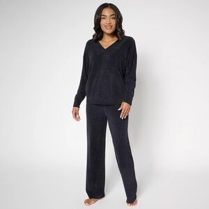 Barefoot Dreams - CozyChic Ultra Lite Pullover & Wide Leg Pant Set in Black